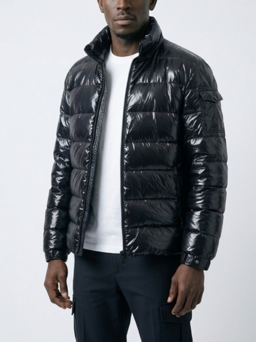 Source Unknown Glossy Midnight Puffer Jacket